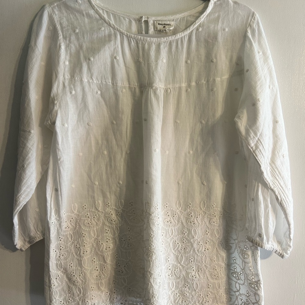 Cost Plus World Market Ivory Lace Detail Blouse